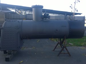 Repair of the boiler of a steam engine called “Szilvi”